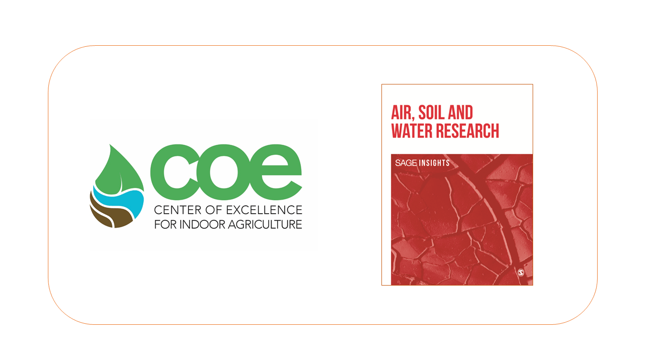 Center of Excellence for Indoor Agriculture partners with Air, Soil and Water Research, a respected journal on environmental science and agriculture.